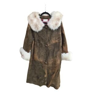 Women's Vintage Penny Lane 1970 Suede and Fur Trimmed Coat